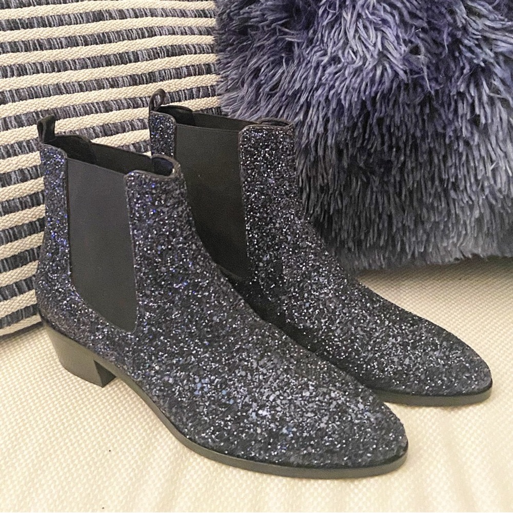 J. Crew Glitter Chelsea Boots, Size 7